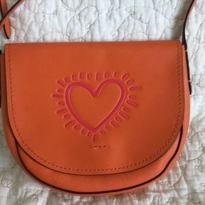 Coach X Keith Haring Hot Pink Graffiti Heart Bag Orange Cr…